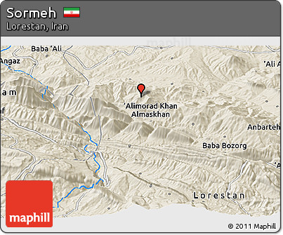 Shaded Relief Panoramic Map of Sormeh
