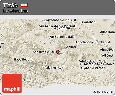 Shaded Relief Panoramic Map of Tīzāb