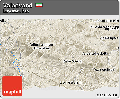 Shaded Relief Panoramic Map of Valadvand