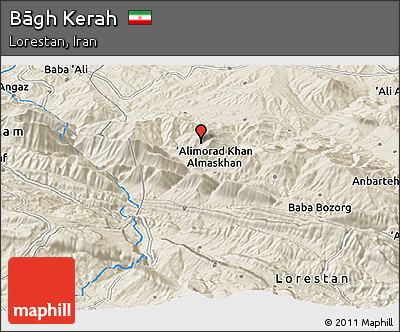 Shaded Relief Panoramic Map of Bāgh Kerah