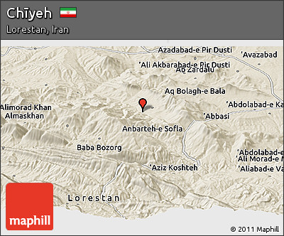 Shaded Relief Panoramic Map of Chīyeh