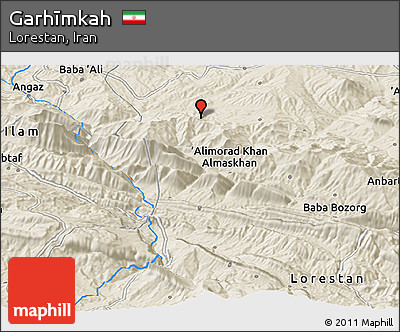 Shaded Relief Panoramic Map of Garhīmkah