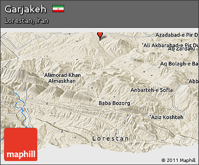 Shaded Relief Panoramic Map of Garjakeh