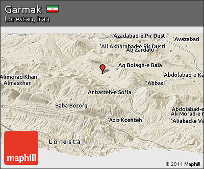 Shaded Relief Panoramic Map of Garmak