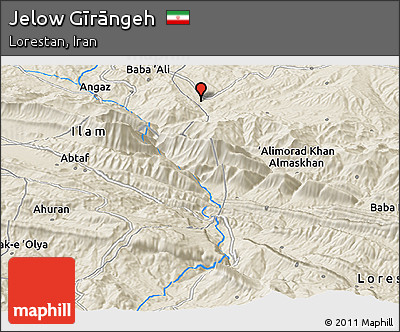 Shaded Relief Panoramic Map of Jelow Gīrāngeh