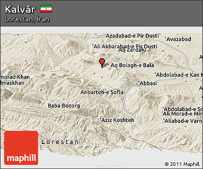 Shaded Relief Panoramic Map of Kalvār