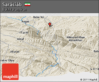 Shaded Relief Panoramic Map of Sarāsīāb