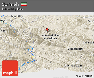 Shaded Relief Panoramic Map of Sormeh