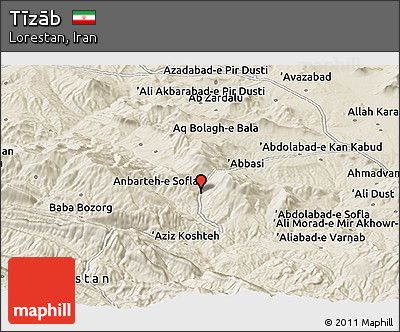 Shaded Relief Panoramic Map of Tīzāb