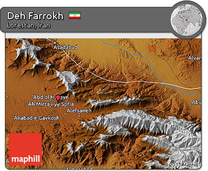 Physical 3D Map of Deh Farrokh