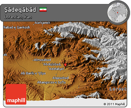Physical 3D Map of Şādeqābād