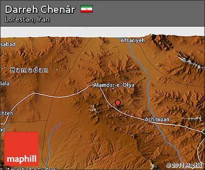 Physical 3D Map of Darreh Chenār