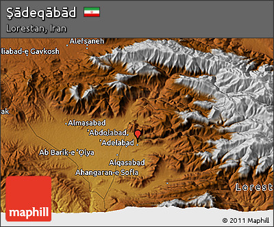 Physical 3D Map of Şādeqābād