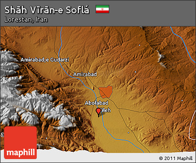 Physical 3D Map of Shāh Vīrān-e Soflá