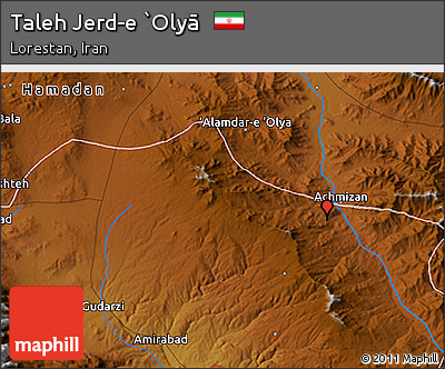 Physical 3D Map of Taleh Jerd-e `Olyā