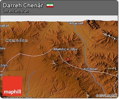 Physical 3D Map of Darreh Chenār