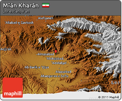 Physical 3D Map of Mīān Kharān