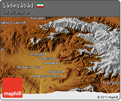 Physical 3D Map of Şādeqābād