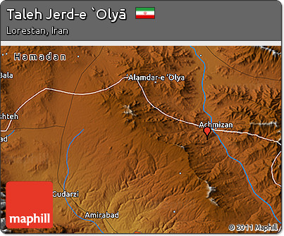 Physical 3D Map of Taleh Jerd-e `Olyā