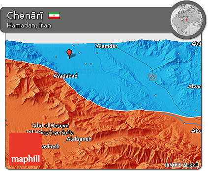 Political 3D Map of Chenārī