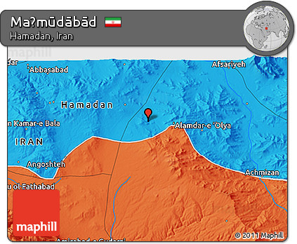 Political 3D Map of Maḩmūdābād
