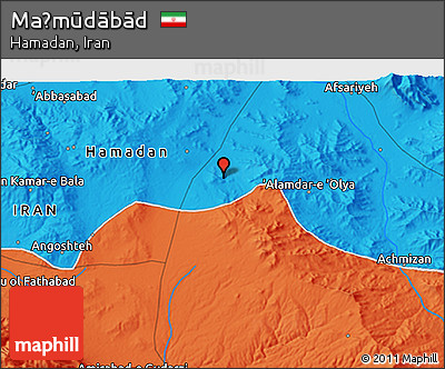 Political 3D Map of Maḩmūdābād