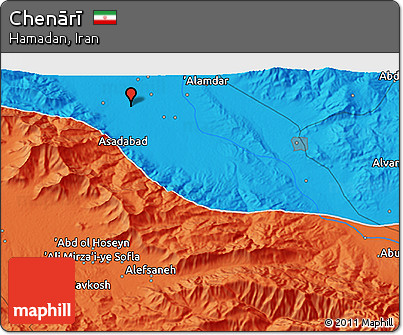 Political 3D Map of Chenārī