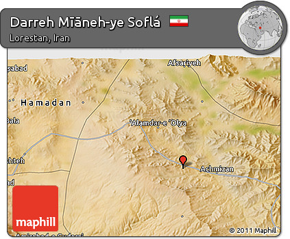 Satellite 3D Map of Darreh Mīāneh-ye Soflá
