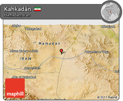 Satellite 3D Map of Kahkadān
