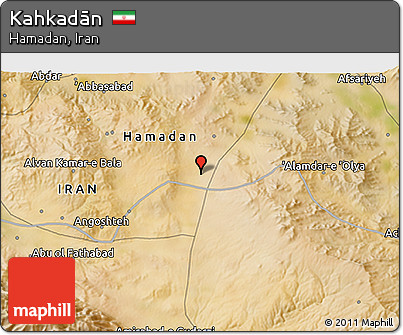 Satellite 3D Map of Kahkadān