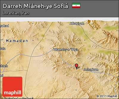 Satellite 3D Map of Darreh Mīāneh-ye Soflá