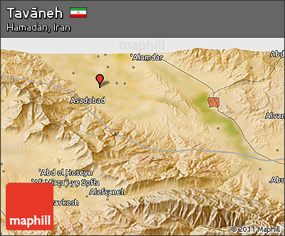 Satellite 3D Map of Tavāneh