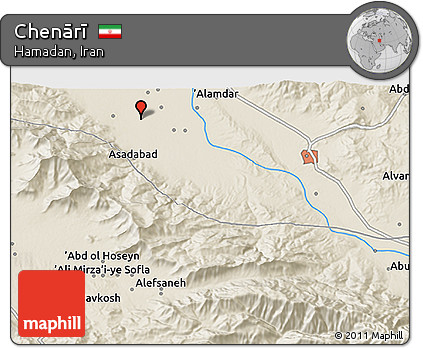Shaded Relief 3D Map of Chenārī