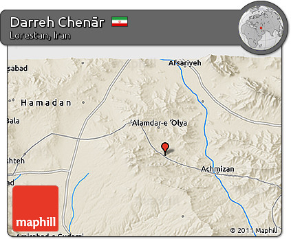 Shaded Relief 3D Map of Darreh Chenār