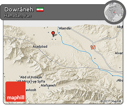 Shaded Relief 3D Map of Dowrāneh