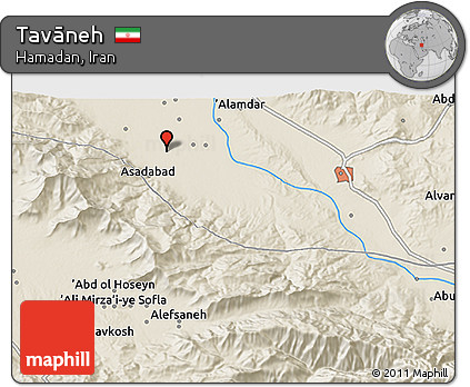 Shaded Relief 3D Map of Tavāneh