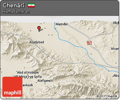 Shaded Relief 3D Map of Chenārī