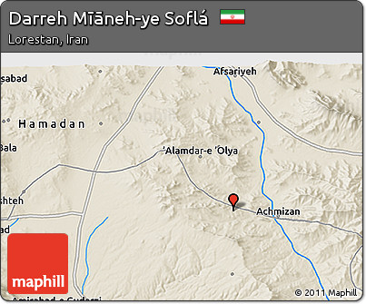 Shaded Relief 3D Map of Darreh Mīāneh-ye Soflá