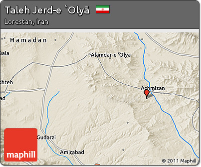 Shaded Relief 3D Map of Taleh Jerd-e `Olyā