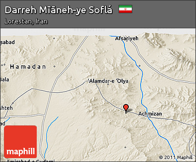 Shaded Relief 3D Map of Darreh Mīāneh-ye Soflá