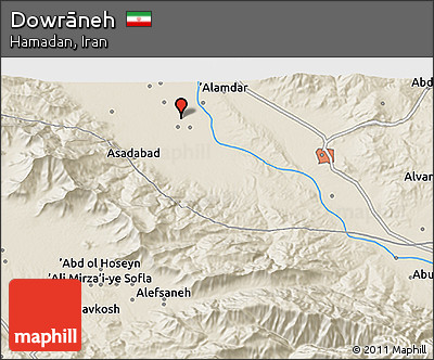 Shaded Relief 3D Map of Dowrāneh