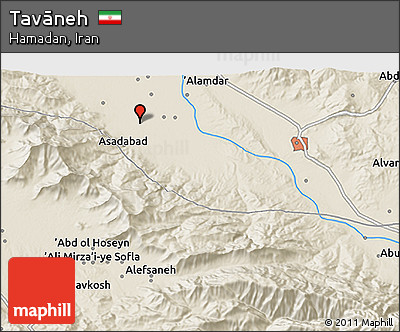 Shaded Relief 3D Map of Tavāneh