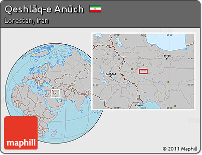 Gray Location Map of Qeshlāq-e Anūch