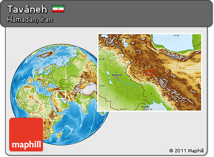 Physical Location Map of Tavāneh