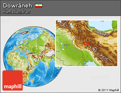 Physical Location Map of Dowrāneh