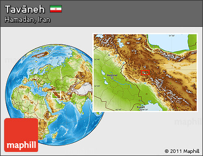 Physical Location Map of Tavāneh