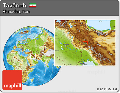 Physical Location Map of Tavāneh