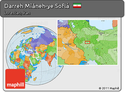 Political Location Map of Darreh Mīāneh-ye Soflá