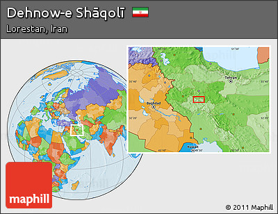 Political Location Map of Dehnow-e Shāqolī