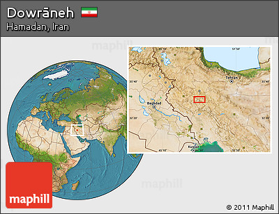 Satellite Location Map of Dowrāneh
